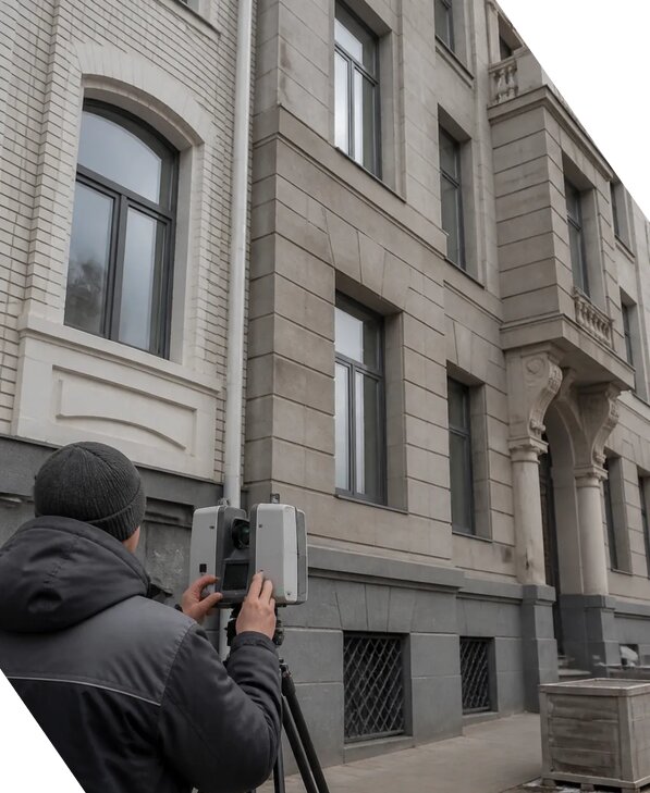 Лазерное сканирование фасадов зданий для обследования в Новосибирске